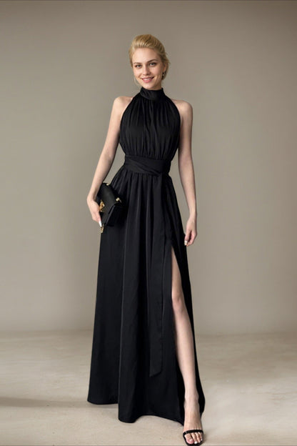 Elegante vestido maxi de noche sin mangas