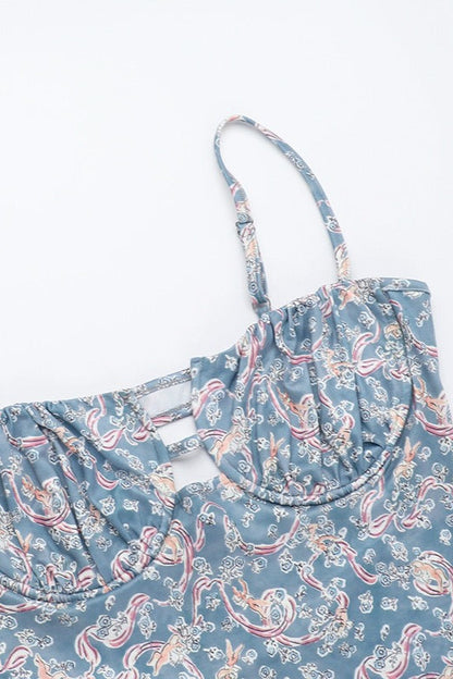 Vestido largo ajustado sexy de tirantes con estampado floral de cachemira