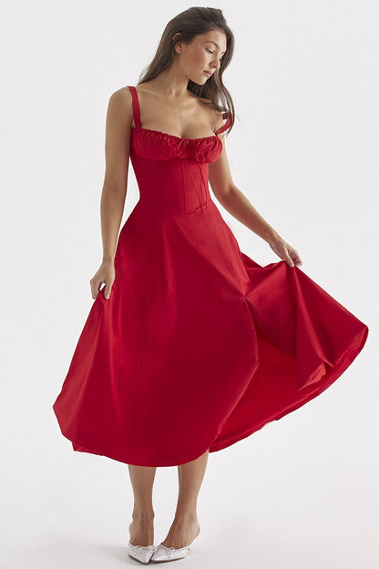 French Tie Waist A-Line Slip Dress