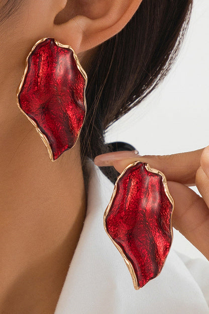 French Retro Irregular Pleated Enamel Geometric Earrings