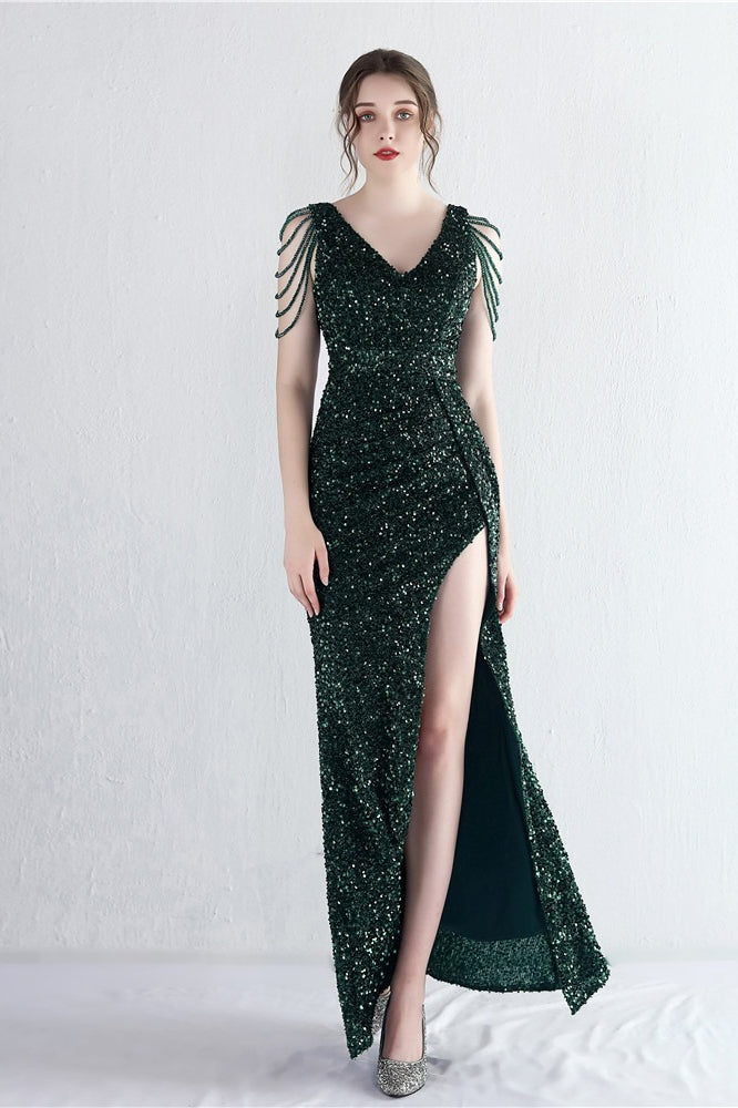 Vestido de Gala Sirena con Cuentas Distintivas