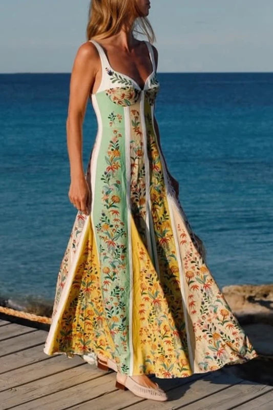 Vestido bohemio halter con estampado floral