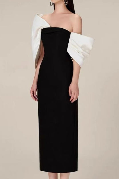 Vestido formal de cintura alta con lazo grande