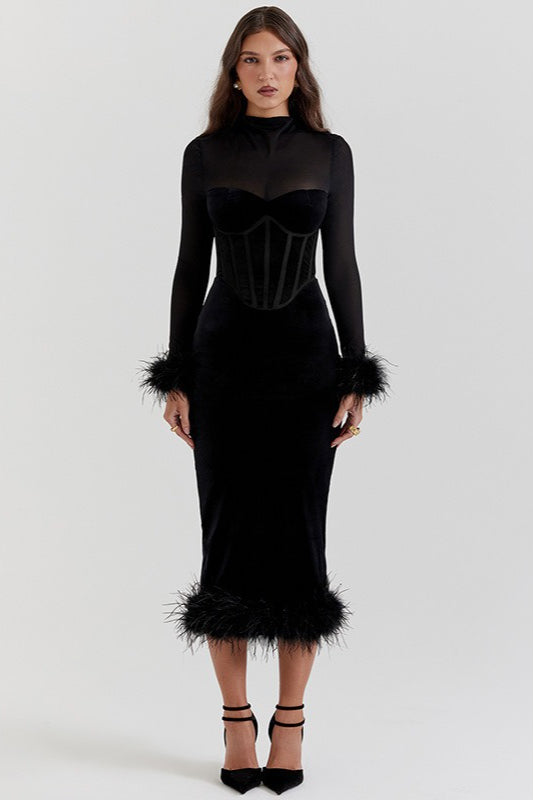 Vestido de Cóctel con Textura de Terciopelo Afelpado