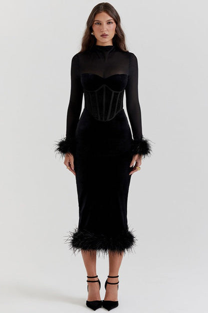 Vestido de Cóctel con Textura de Terciopelo Afelpado
