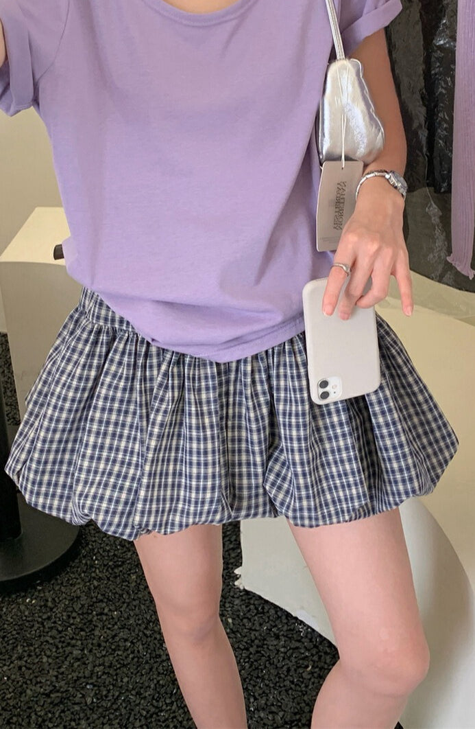 Minifalda de talle alto a cuadros Tulip