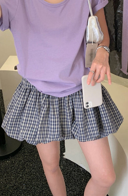Minifalda de talle alto a cuadros Tulip