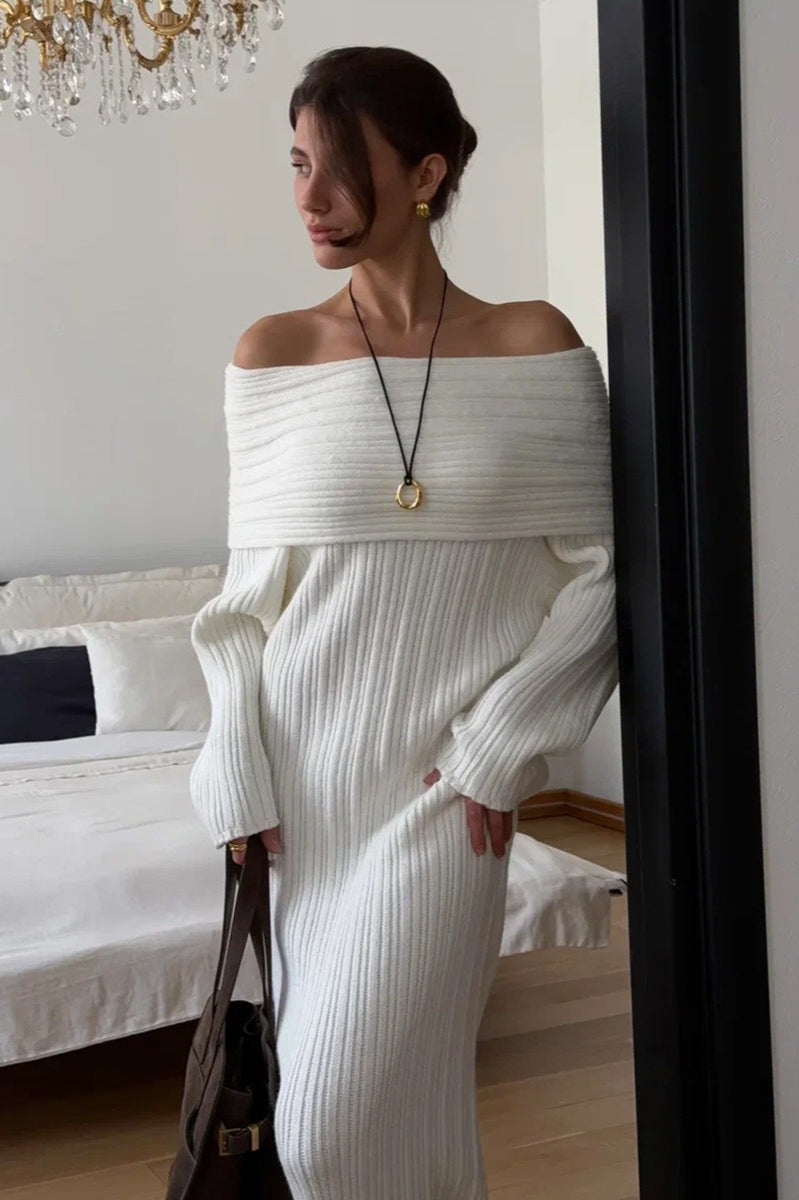 Vestido de punto entallado con un solo hombro