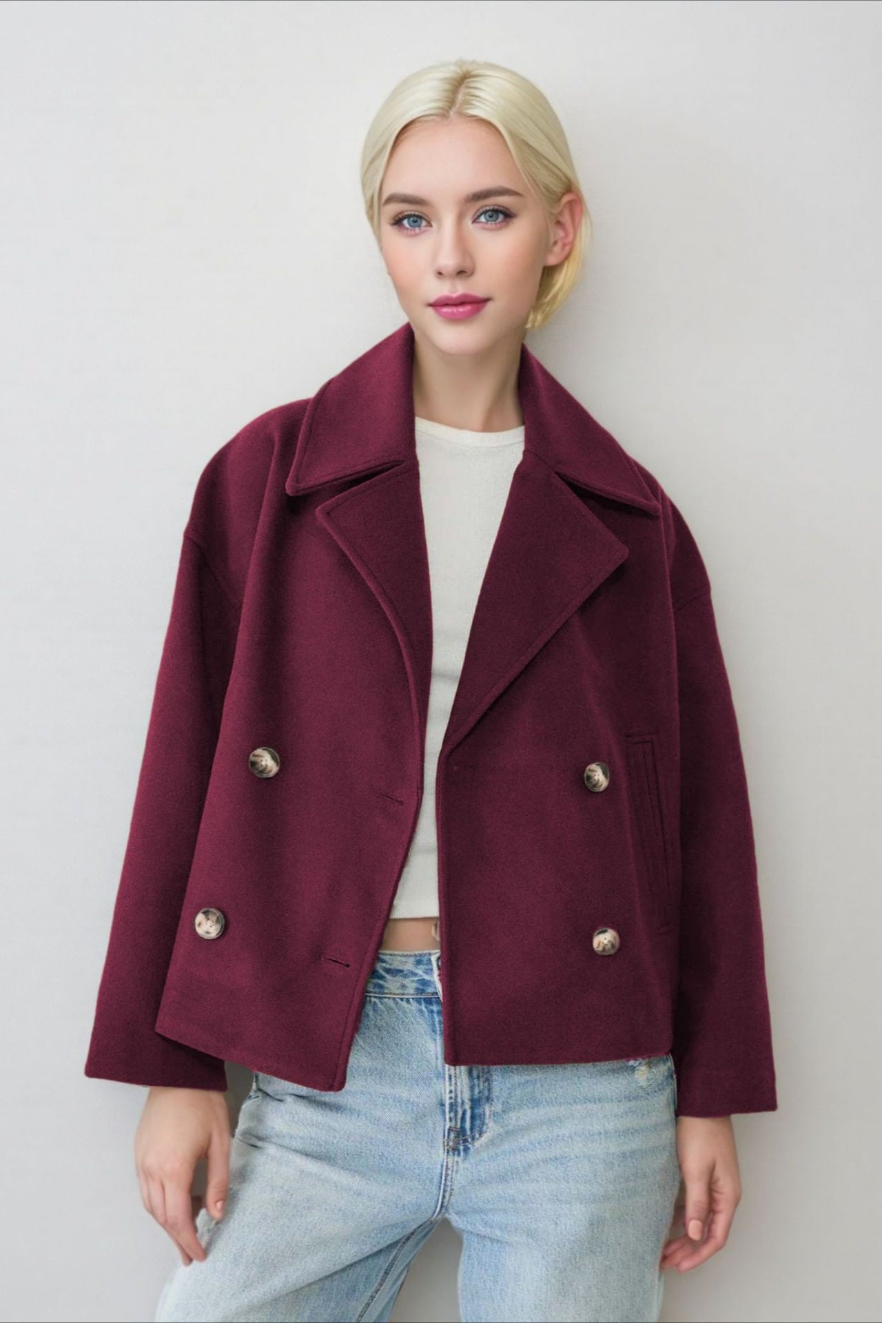 Chaqueta de mezcla de lana con solapa oversized
