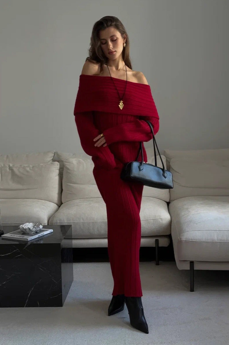 Vestido de punto entallado con un solo hombro