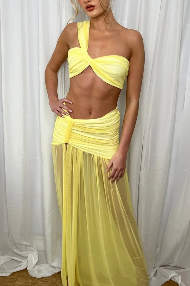 Vestido bohemio asimétrico con top corto