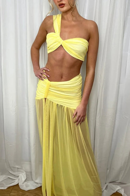 Vestido bohemio asimétrico con top corto
