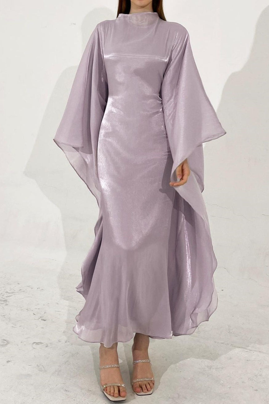 Vestido midi estilo bata sedoso, vaporoso y suelto