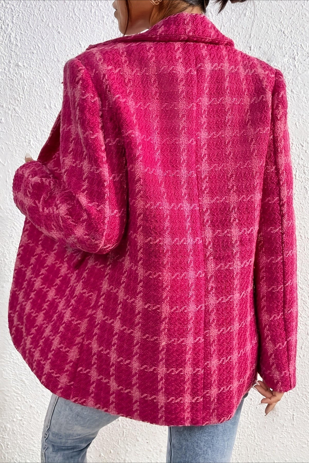 Chaqueta Blazer Elegante de Cuadros Rojos