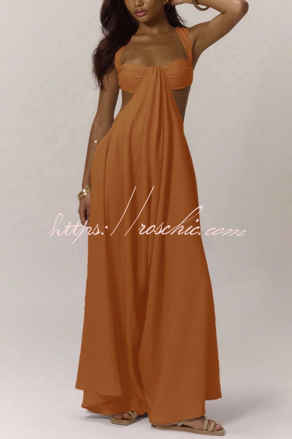 Solid Color Casual Camisole Loose Stretch Wide-leg Jumpsuit