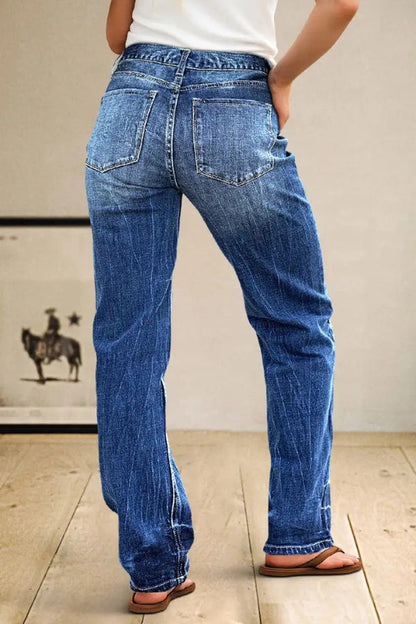 Stylish Pocket Stretch Casual Straight Leg Jeans