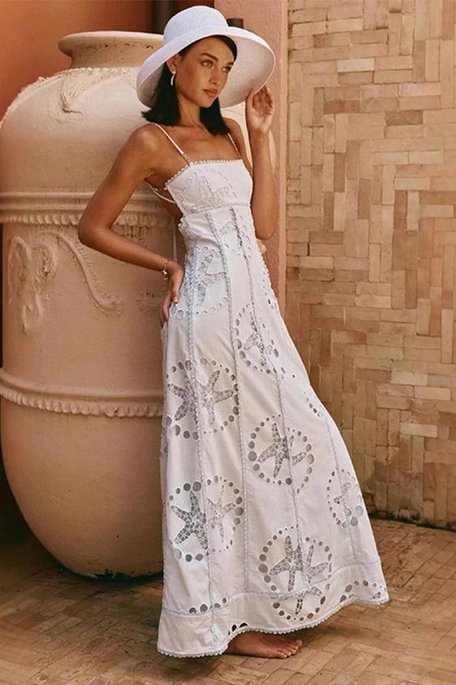 Vestido boho sin espalda con cordones