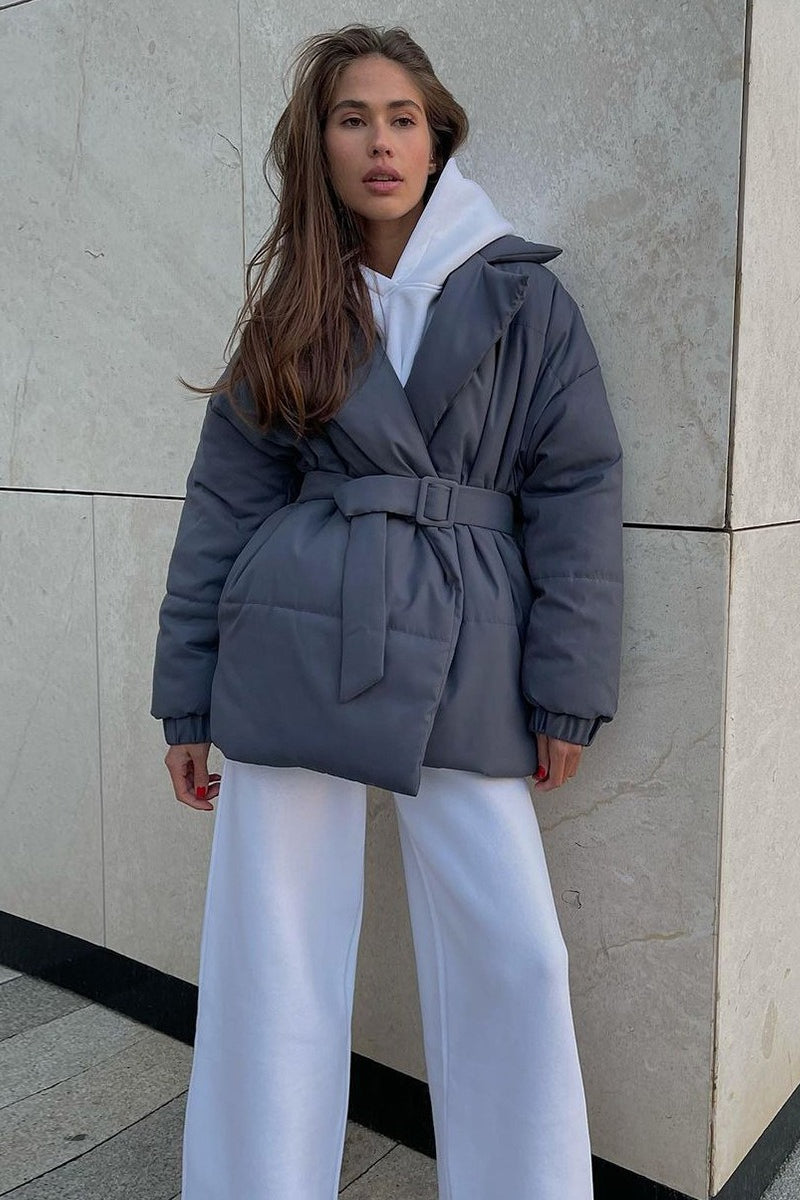 Structured Quilted Notch Collar Coat