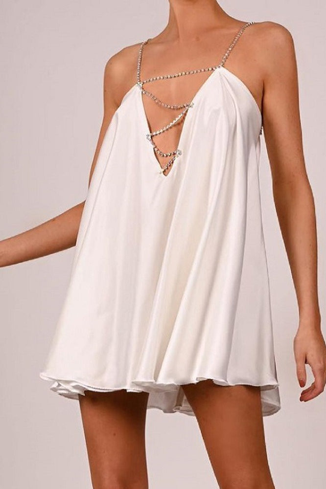 Vestido de fiesta sexy con cuello en V profundo y espalda descubierta