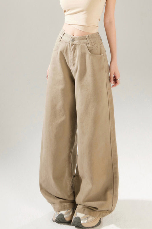 Pantalones Largos Anchos de Jean de Tiro Alto Vintage