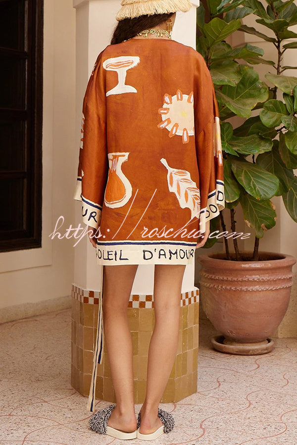 Fun Print Wrap Mini Dress