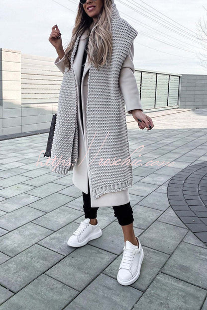 Winter handmade thick wool knitted scarf