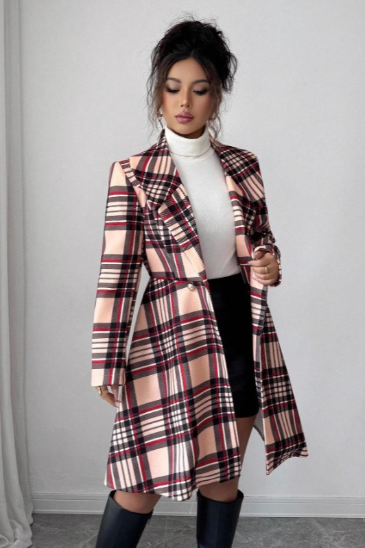 Trendy Print Dual Faced Wool Casual Long Sleeve Overcoat
