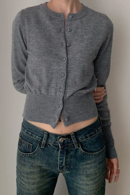 Cárdigan de punto de cuello redondo entallado