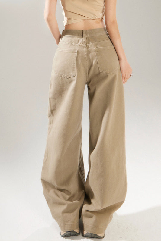 Pantalones Largos Anchos de Jean de Tiro Alto Vintage