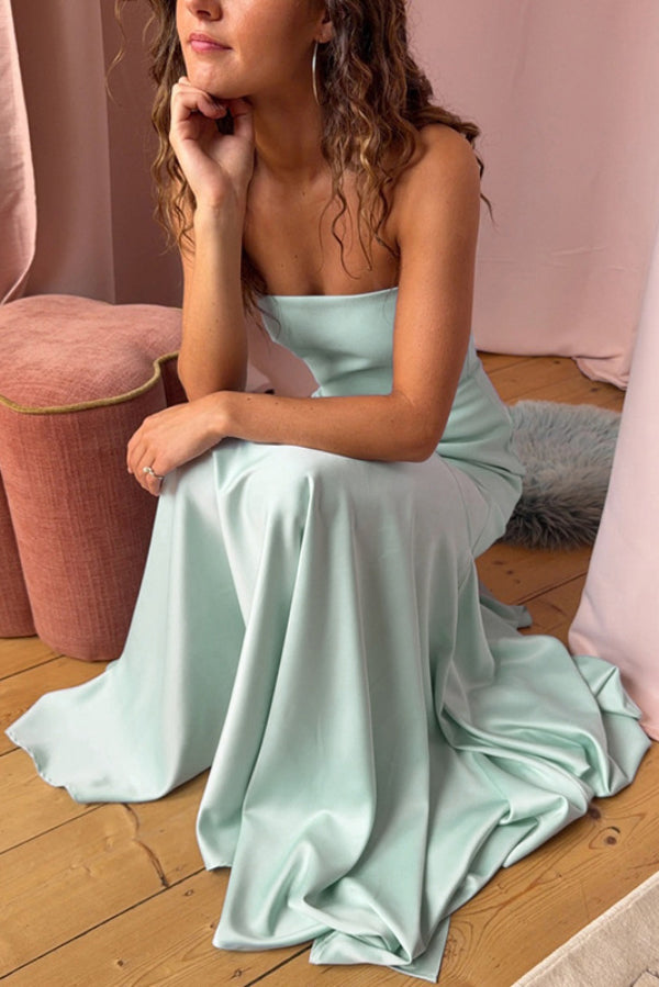 Solid Color Sleeveless Off-shoulder Elegant Slim-fit Maxi Dress