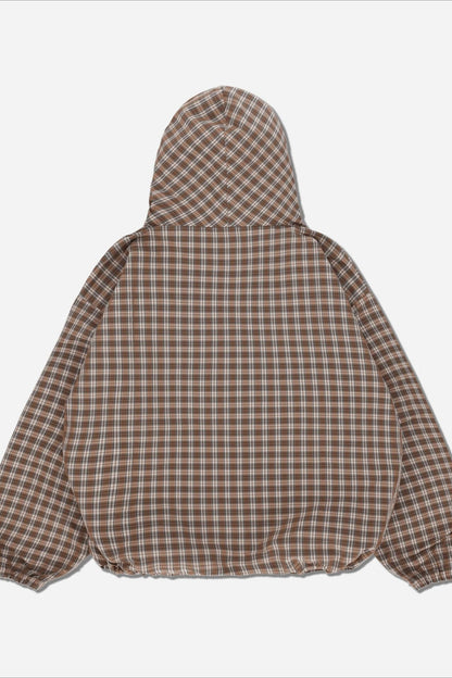 Sudadera con capucha de cuadros escoceses vintage y media tapeta con máscara