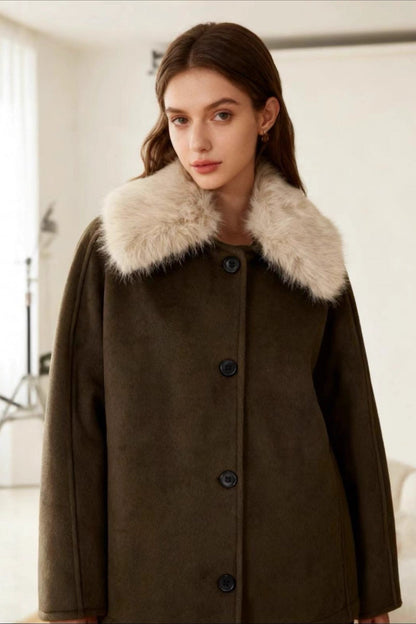 Textured Faux Fur Trim Jacket