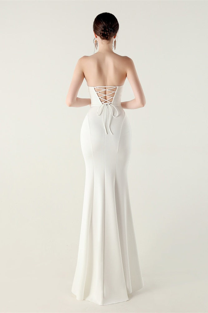 Vestido de fiesta plisado palabra de honor con escote corazón