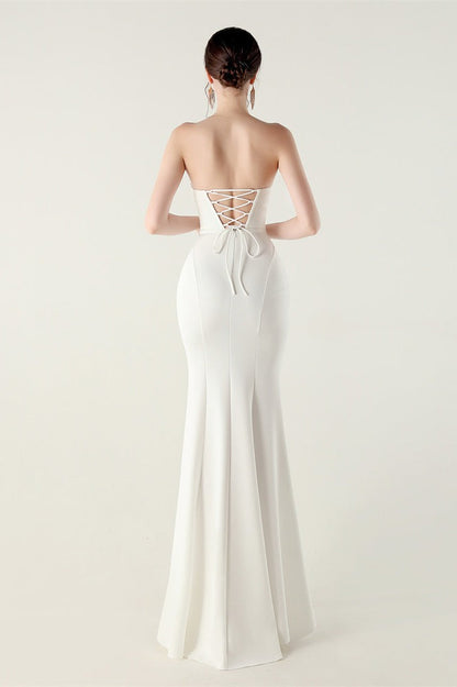 Vestido de fiesta plisado palabra de honor con escote corazón