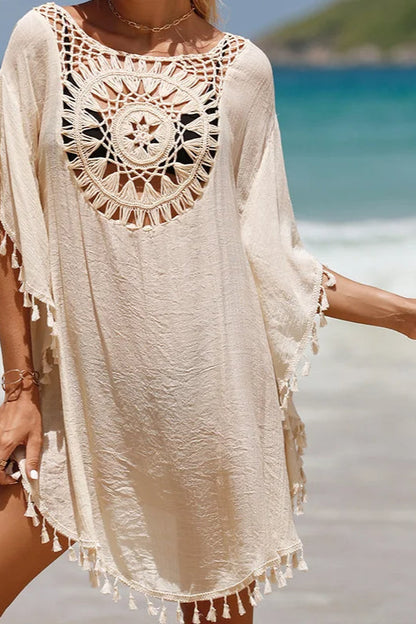 Vestido playero de ganchillo estilo bohemio