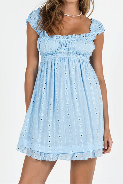 Solid Embroidered Lace Cami Mini Dress