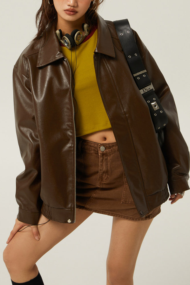 Chaqueta de moto holgada retro