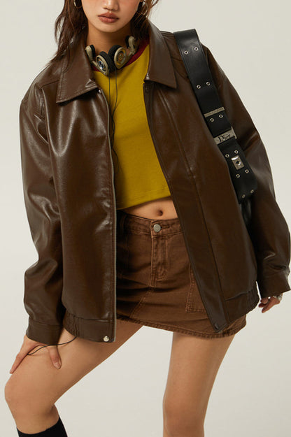 Chaqueta de moto holgada retro