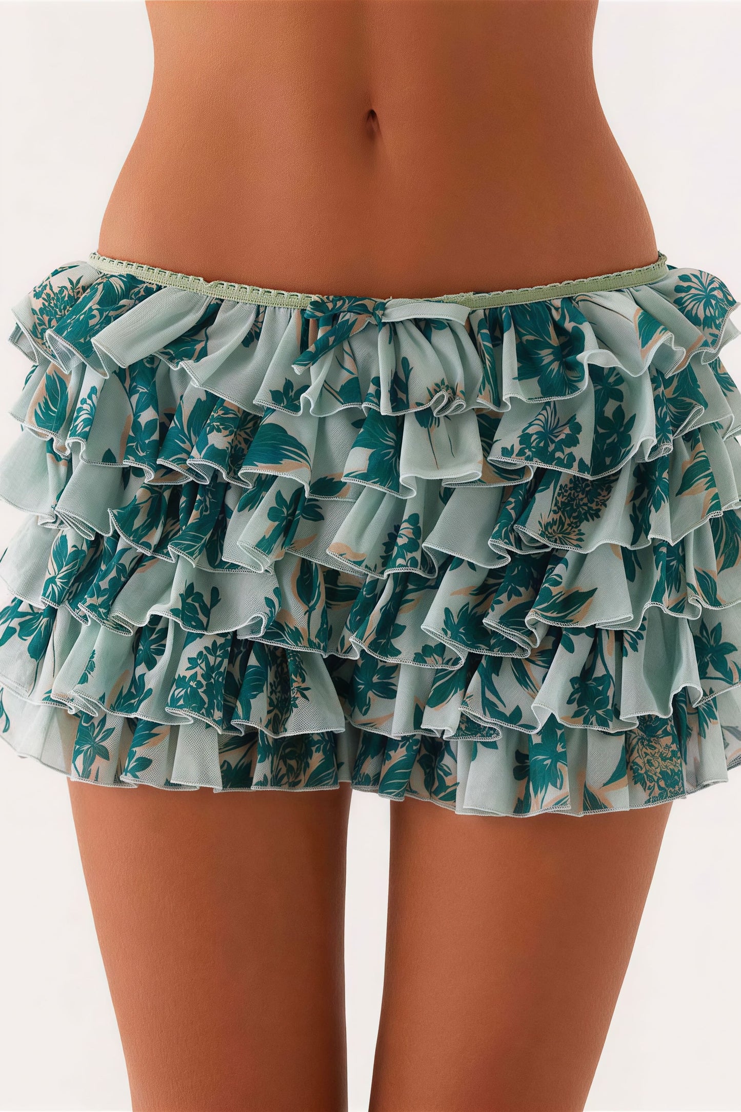 Minifalda pantalón de volantes escalonados Y2K