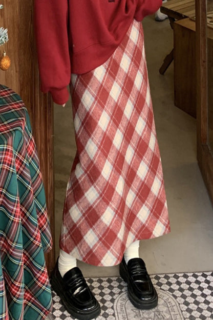 Falda Vintage de Talle Alto con Abertura y Corte en A