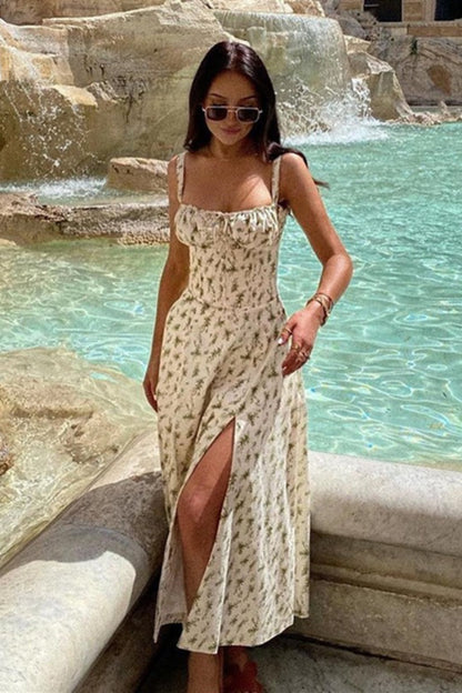 Elegant Halter Maxi Floral Dress
