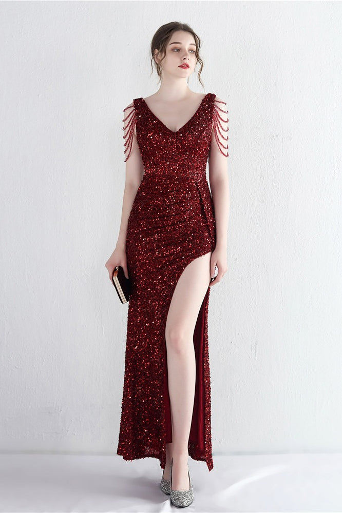 Vestido de Gala Sirena con Cuentas Distintivas