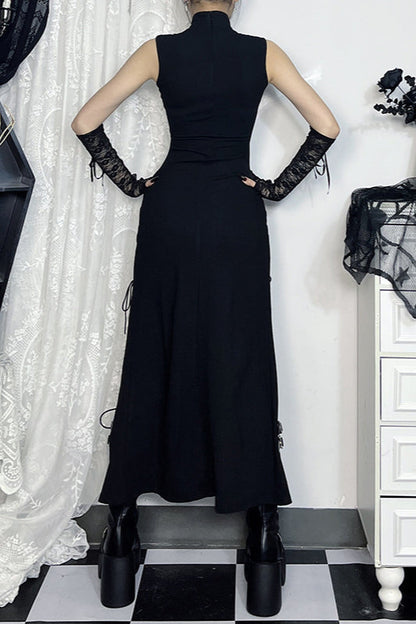 Metal Strap Sheer Gothic Dress