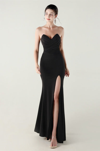 Vestido de fiesta plisado palabra de honor con escote corazón