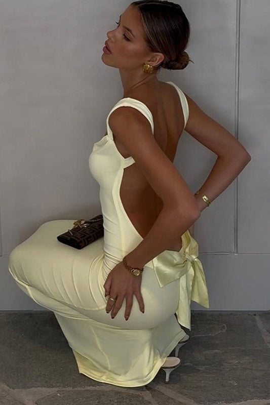 Vestido Formal de Tirantes con Espalda en Lazo