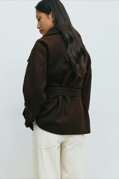 Structured Double Faced Wool Midi Coat