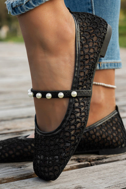 Stylish Hollowed-out Mesh Square Toe Flat Casual Shoes