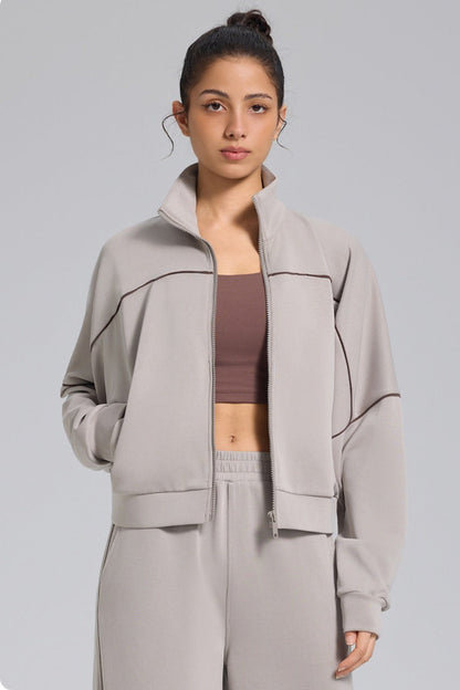 Chaqueta cárdigan con cremallera, suelta, deportiva, para exteriores, yoga, manga larga