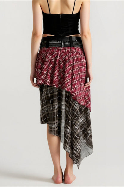 Tartan Wide Waistband Bodycon Skirt