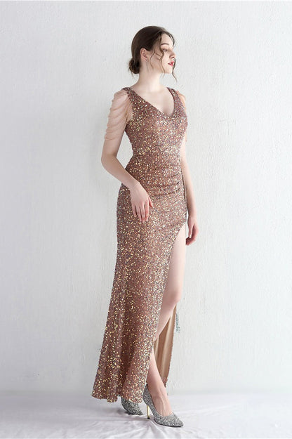 Vestido de Gala Sirena con Cuentas Distintivas